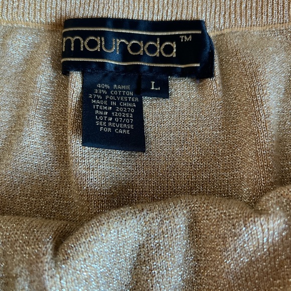 Vintage Maurada Metallic Gold Midi Skirt Large - Picture 3 of 4